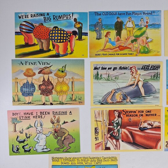 Vintage Asheville Postcard Lot of 10 Humorous Comic Illustrations Unused Made in - Picture 3 of 9